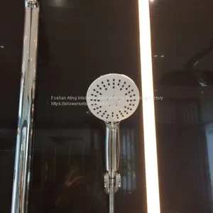 AT-P005 Shower Systems With Platform Round Top Shower With Hand Shower Water Outlet Aluminum Alloy Platform thumbnail-4