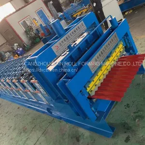 Automatic Double Layer Trapezoidal Ibr Wall Panel Roofing Sheet Tile Making Roll Former Forming Machine With Good Quality thumbnail-4