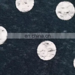 Stock Lot 100% Linen Dot Print Jersey Fabric for High-end Apparel thumbnail-1