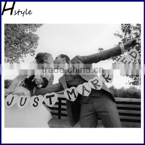 JUST MARRIED For Wedding Party Decoration Photo Booth Props Banners Supplies Bunting Garland Handmade Photocall PFB0001 thumbnail-3