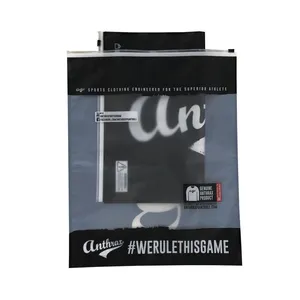 Custom Logo Printed Plastic Apparel Clothes Packaging Bag With Slide Zipper Matte Transparent Clothing Package Bags thumbnail-1