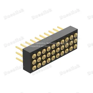 Dnenlink 1.27mm Pitch Triple Row H2.0mm Concave Contact Straight Female Header DIP Type PogoPin Header thumbnail-4