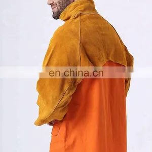 Mens Split Cowhide Leather Welding Cape Sleeves With Detachable Leather Welding Apron thumbnail-4