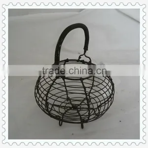 Wholesale Antique Black Wire Egg Basket With Handle thumbnail-1