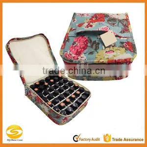 Canvas Essential Oil Case Holds 42bottles, Essential Oil Bag Red Flower on Blue,essential Oil Travel Case Bag-holds 42 Bottles thumbnail-1