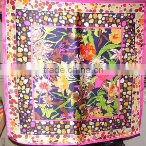 Digital Print Custom Design Square Pure Silk Scarf 90*90 thumbnail-2