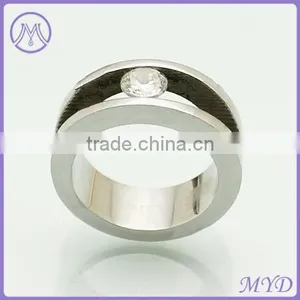 Professional Factory Tension Settling CZ Stone Stainless Steel Finger Ring for Men thumbnail-1