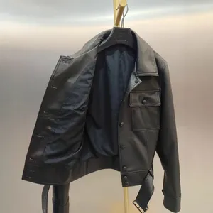 Women's Korean Sweet Cool Style Biker Jacket for Spring, Autumn, Winter, Minority Design Sense, Fashionable and Slimming Motorcycle Coat thumbnail-3