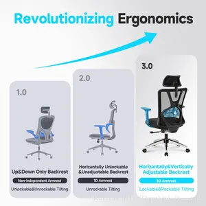 High Back Desk Chair With Adjustable Lumbar Support, Headrest & 3D Armrest - 130°Rocking Mesh Computer Chair thumbnail-5