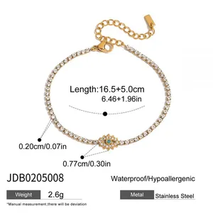 Gold Plated Stainless Steel Charm Bracelet for Women Star Moon Evil Eye CZ Chain Bracelet Adjustable Waterproof Jewelry thumbnail-1