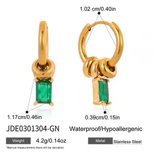 Stainless Steel Gold Plated Zircon Hoop Earrings Geometric Charm Huggie Earrings for Women Jewelry thumbnail-2