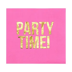 Amazon Ebay Popular 16ct Foil Gold Paper Beverage Napkins Disposable Party Tableware Ningbo PartyKing thumbnail-4