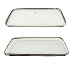 Custom G Type Rectangular Tempered Glass Lid for Chafing Dish Buffet Hotelware OEM Manufacturer thumbnail-1