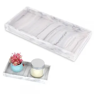 Silicone Vanity Tray Bathroom Organizer Countertop Dresser Tray for Jewelry Rings Keys Cosmetics Kitchen Sink Tray Sponge Holder thumbnail-2