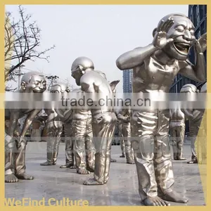 Stainless Steel Sculpture Loughing Man for Commercial Plaza thumbnail-1
