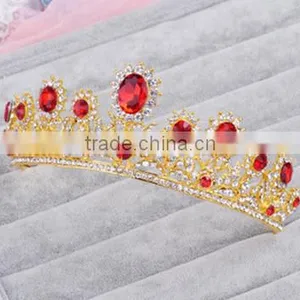 The New Bride Crown Headdress Red Diamond White Wedding Jewelry thumbnail-3