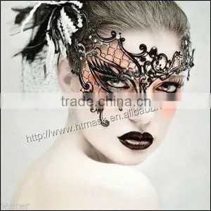 Halloween-maske Tanz Performancs Neue Luxus Black-metal-laser Schnitt Mit Strass Prinzessin Maskerade Maske thumbnail-1