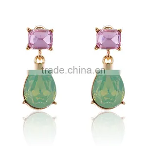 Hot Sale Designs Cheap Wholesale Fake Colored Diamond Stud Earrings for Girls thumbnail-6