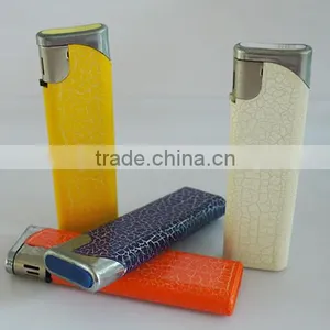 Leather Surface Piezo Adjustable Flame Cigarette Lighter Cheap Cigar Smoking Accessories thumbnail-2