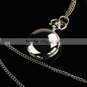 WP032 New Ladies Smooth Stainless Steel Case White Dial Arabic Numbers Necklace Pendant Pocket Watch thumbnail-1