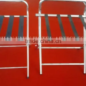 Hotel Chrome Luggage Rack With Back thumbnail-3