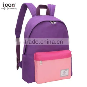 Color Block Canvas Backpack 100%cotton thumbnail-3