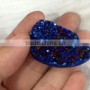 In Stock!!! Blue Color Agate Necklace Drusy Pendant Pear Shape Druzy Pendant thumbnail-1