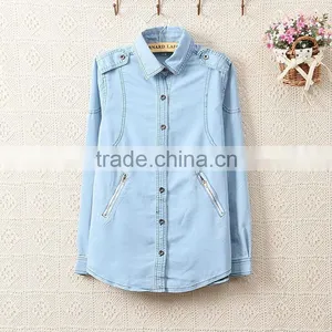 2014 New Style European All-match Long Sleeve Female Jean Coat/jean Shirt Woman Denim Coat Clothing thumbnail-5