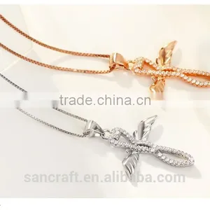 Rose Gold Plated 925 Silver Cross Necklace thumbnail-4