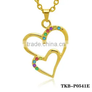 Gold Plated Enclosed Crystal Hollow Heart Shape Pendant Light Modern Necklace thumbnail-6