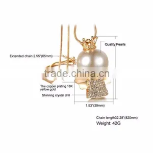 Hot Sale Gold Long Chain Simple Design Chinese Pearl Necklace Jewerly thumbnail-4