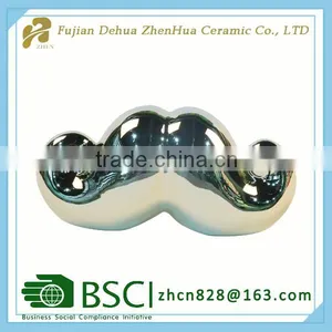 Small Mustache Desgin Ornament Ceramic Piggy Bank thumbnail-4
