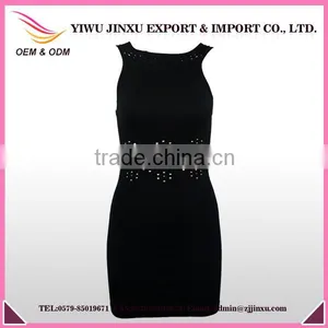 Latest Black Dress Designs Long Sleeveless Bodycon Women Dress thumbnail-1
