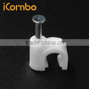9mm White Sticky Back Network Round Coaxial Ethernet Plastic Cable Clips thumbnail-1