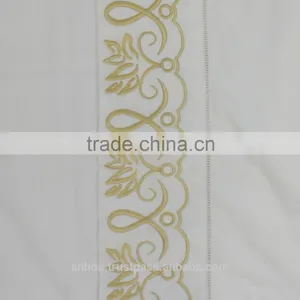 Abstract Lotus Embroidered Pillowcase With Hemstitch in Gold thumbnail-2