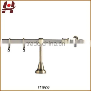 F119256 Metal Iron Aluminium Stainless Steel Brass Round Twisted Ovral Extensible Telescopic Brushed Nickel Curtain Rod thumbnail-1