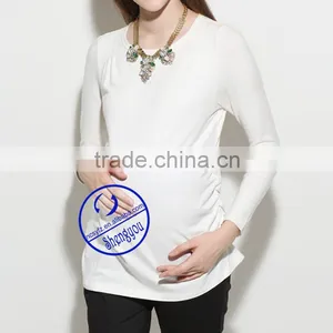 Wholesale 95% Cotton 5% Spandex Plain Maternity Clothes Blank Maternity T Shirts thumbnail-3