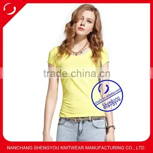 Custom 100 Viscose Blank Short Sleeve t Shirt Women Wholesale thumbnail-1