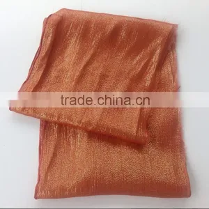 Handmade Rust Gold Lurex Morocco Shimmer Fabric Silk Long Scarf thumbnail-3