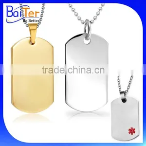 Custom Made Engraved Dog Tag Necklaces Gold Plated 925 Sterling Silver Plain Dog Tag With Chains thumbnail-1