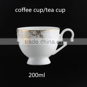 Round Shape Fine Bone China With Golden Flower Decal 200ml Cup With Saucer thumbnail-3