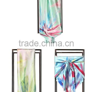 100% Silk Satin Fabric Table Print Silk Scarf/scarves/ Kerchief /headband/hijab thumbnail-6