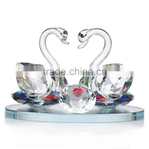 Wholesale K9 Glass Handmade Wedding Decoration Crystal Swan Figurine thumbnail-1