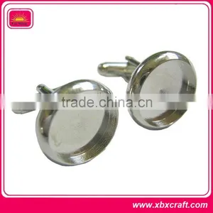 Shiny Silver Plated Zinc Alloy Cufflink Blanks thumbnail-5