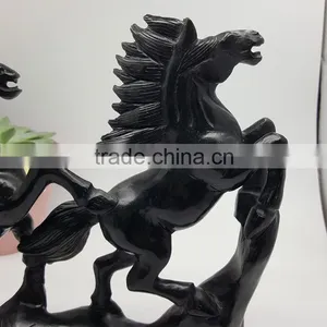 Obsidian Horse Sculpture Animal Carvings thumbnail-6