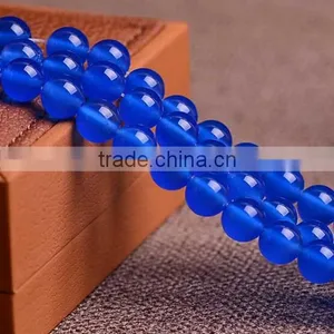 8mm Round Blue Agate Beads thumbnail-1