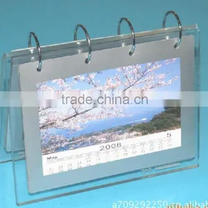 Simple Design One Side Acrylic Table Calendar Display Stand With Metal Hoop Wholesale thumbnail-1