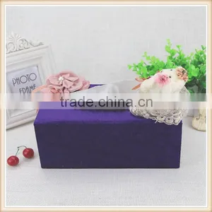 Upscale Velvet Fabric Tissue Box Holder With Double Bear thumbnail-3
