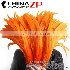 Gold Supplier ZPDECOR Wholesale 40-45cm Length Orange Chicken Fully Dyed Roosters Feathers thumbnail-1