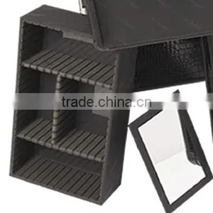 Black Makeup Pro Rolling Trolley Case- Purple Trim, Large Storage & Tray thumbnail-5